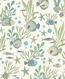 Зелёные обои для стен Grandeco Little Dreamers LD 3309